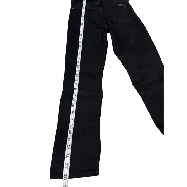 7 For All Mankind Black Raw Waist Belted Stretch Jeans Size 26 - Image 4