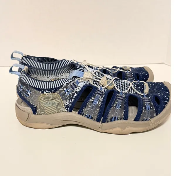 Keen EVOFIT ONE Sandals Sz 6 Blue Knit Bungee Lace Outdoor Water Shoes Gorpcore - Image 5
