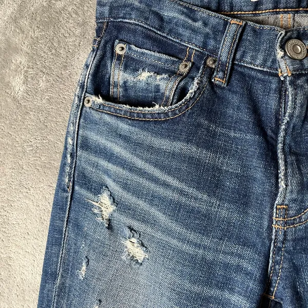 MOUSSY Vintage Howa Distressed Skinny‎ Jeans Raw Hem Blue Wash Size 24 X 25” - Image 4