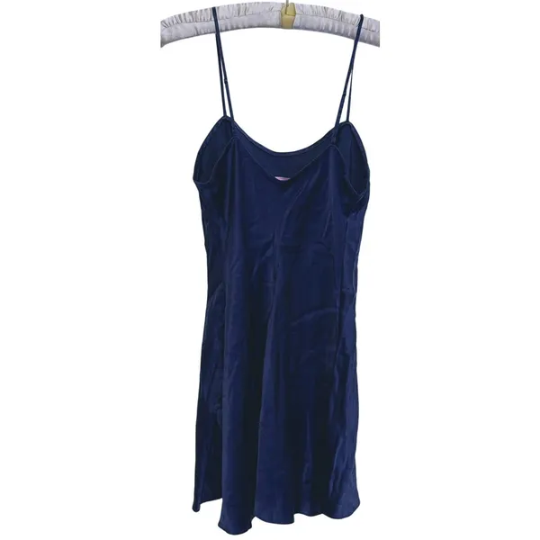 Y2K Victorias Secret Satin Slip Dress Medium Navy Blue Coquette Glam Romantic - Image 2