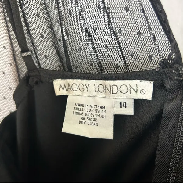 NWT Maggy London Black Mesh Illusion Sleeveless Dress Size 14 - Image 6
