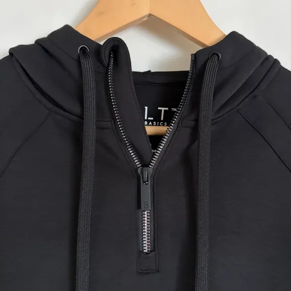 BYLT Basics Women’s Opal Black Half Zip Cropped Hoodie Lightweight Size Small - Image 4