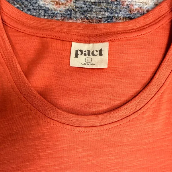 Pact Organic Cotton Drawstring Waist T-Shirt Dress 3/4 Sleeve Pockets Size Large - Image 11