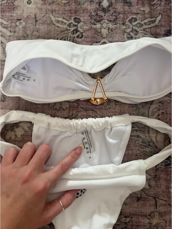SHEIN Strapless White Bathing Suit Set with Gold Medallion - Image 2