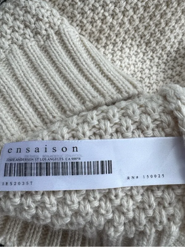 En Saison Cable Knit Sweater Vest Wool Blend Cream Small - Image 4