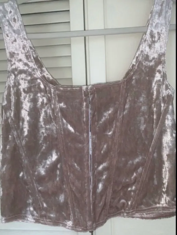 Make Them Blush colored Crush Velvet Corset Top - Image 5