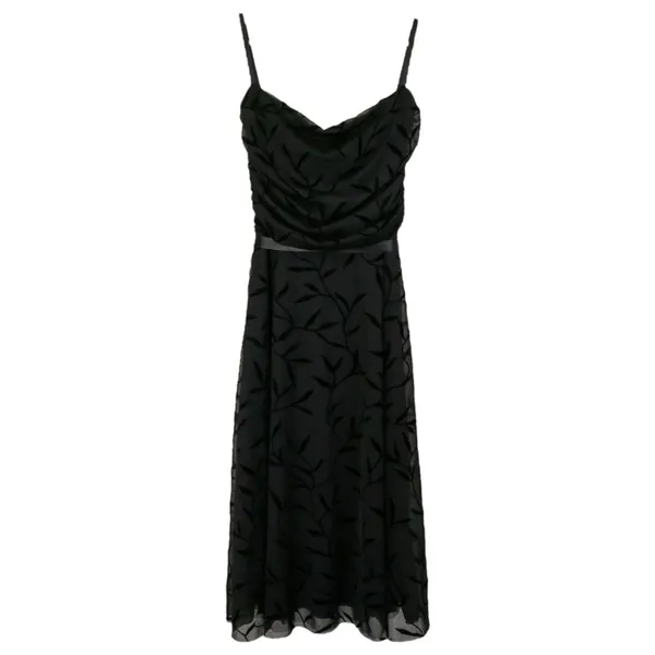 Vintage 90s Luly K Black Floral Midi Dress - Image 4
