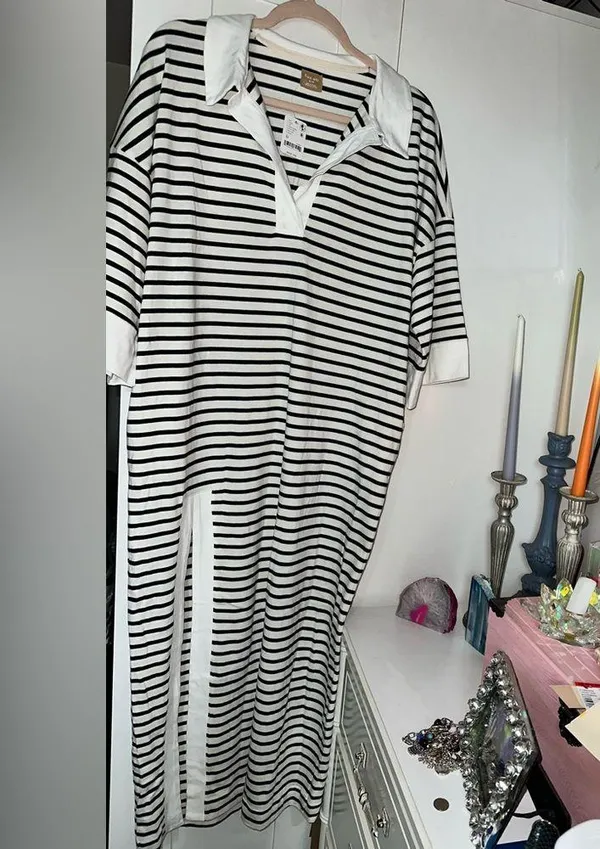 NWT FREE PEOPLE Jackson Rugby Midi Dress - Ivory Combo $98 MSRP - Image 3
