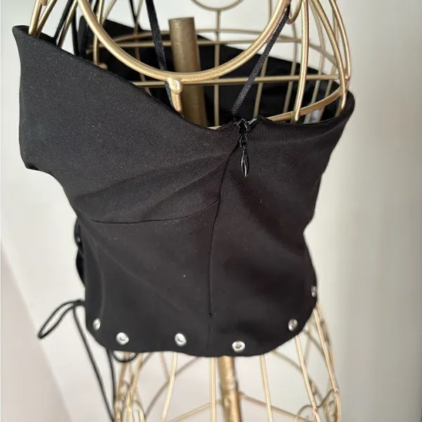 Princess Polly Lace Up Corset Crop Top Size 6 Black Grommet - Image 9