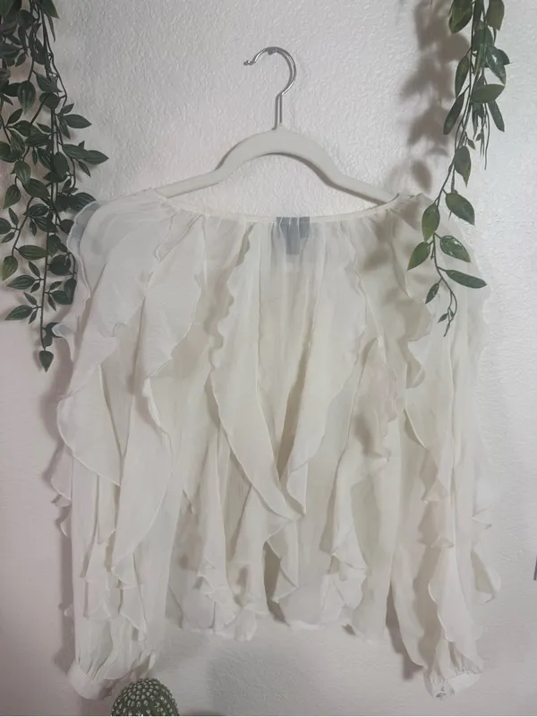 INC International Concepts Ivory Ruffle Button - Image 3