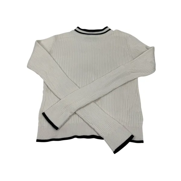 Aeropostale Ribbed Sweater Cream Black Trim Cropped Preppy‎ Minimalist Size L - Image 2