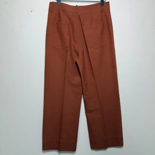 Apiece Apart Women Marida 100% Cotton Pants 8 Rust‎ Orange High Rise Wide Leg - Image 5