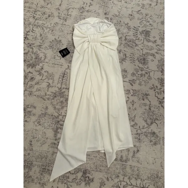 Lulus Fabulous Phenomenon White Strapless Bow Midi Dress Size XS Bridal Zip - Image 8