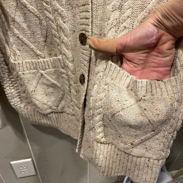 Cute J.Crew creamy oatmeal rainbow speckled shaker knit cardigan sweater pockets - Image 8