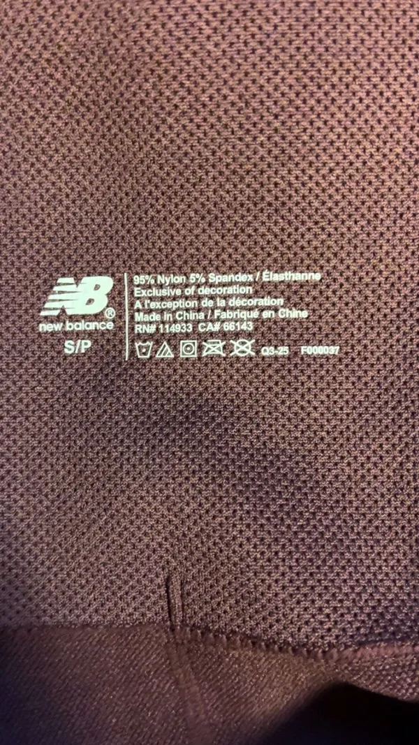 New Balance Women's Burgundy Seamless Ribbed High Rise Athletic Biker Shorts - Image 4