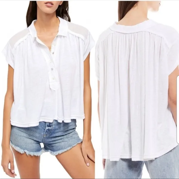 Free people Low Down Henley Top white sz M‎ - Image 2