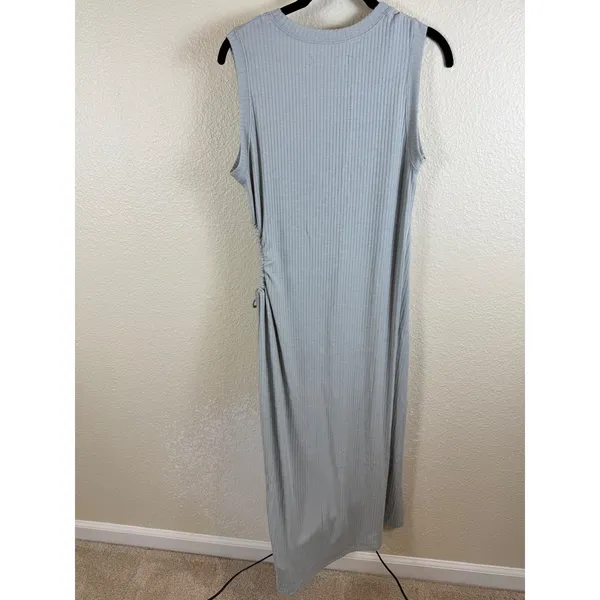 Abercrombie & Fitch Ribbed Sleeveless Maxi Midi Dress Womens Large Cutout Tie - Image 4