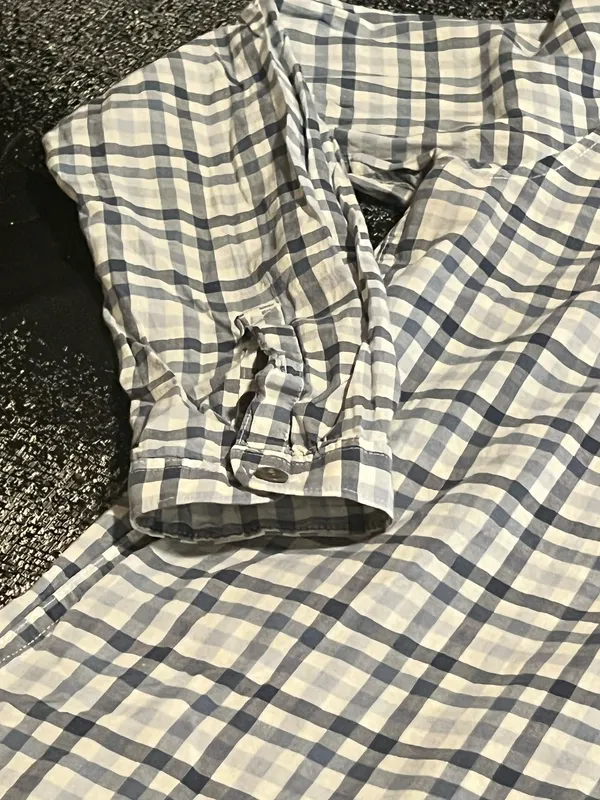 Womens lg The North Face Plaid Long Sleeve Button Down Shirt-blue/white/gray. - Image 4