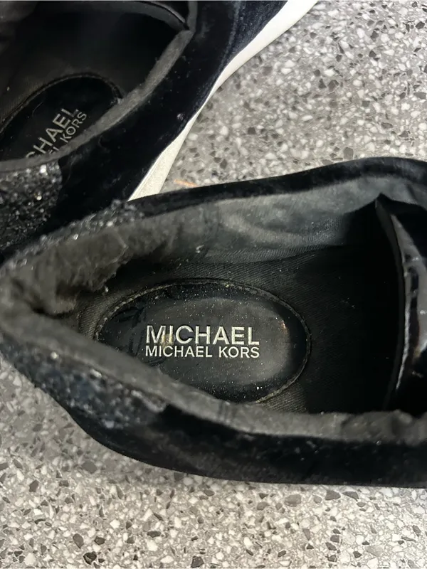 Michael Kors Black Velvet Low-Top Platform Sneakers - Image 6