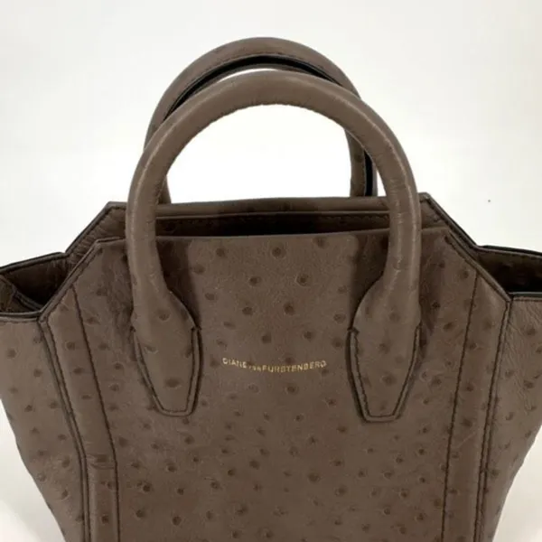 NWT‎ Diane Von Furstenberg Embossed Ostrich Mushroom Satchel Stella mini Bag - Image 2