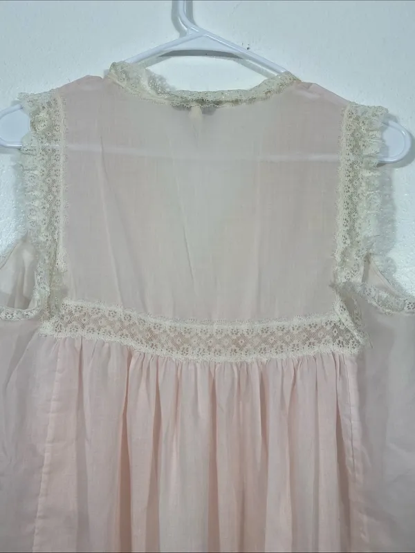 Vintage Christian Dior Lingerie Pink Lace Coquette Long Nightgown 70s 80s Size S - Image 7