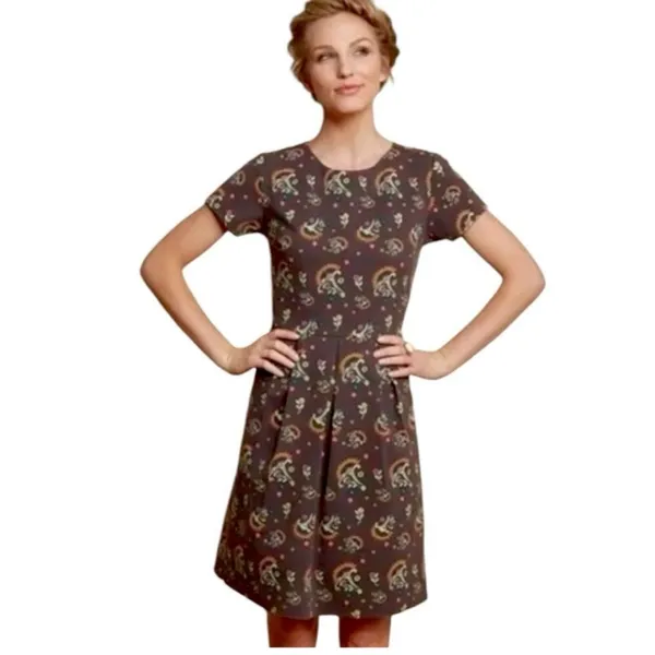 Matilda Jane Floral Fit & Flare Dress XS Brown Retro Print - Image 15