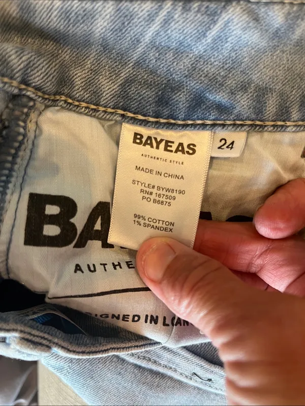 Bayeas Los Angeles High-Waist Light Blue Embroidered Wide-Leg Jeans New - Image 10