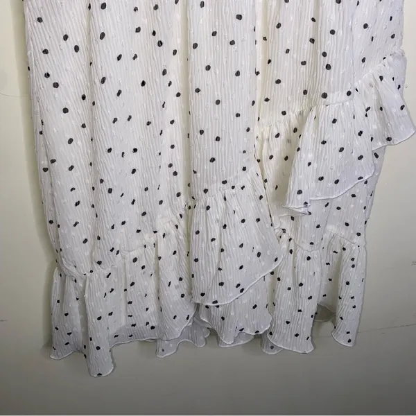 Zara White Black Polka Dot Ruffle Wrap Romper Size M - Image 3