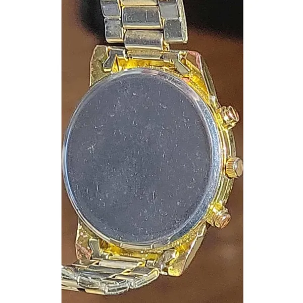 Geneva Gold Tone Rhinestone Bezel Faux‎ Chrono Quartz Analog Women's Wrist Watch - Image 12