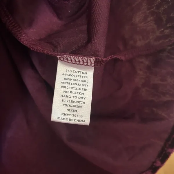 Umgee Top Womens Large Burgundy Crushed Velvet Ruffle Cold Shoulder Blouse - Image 7