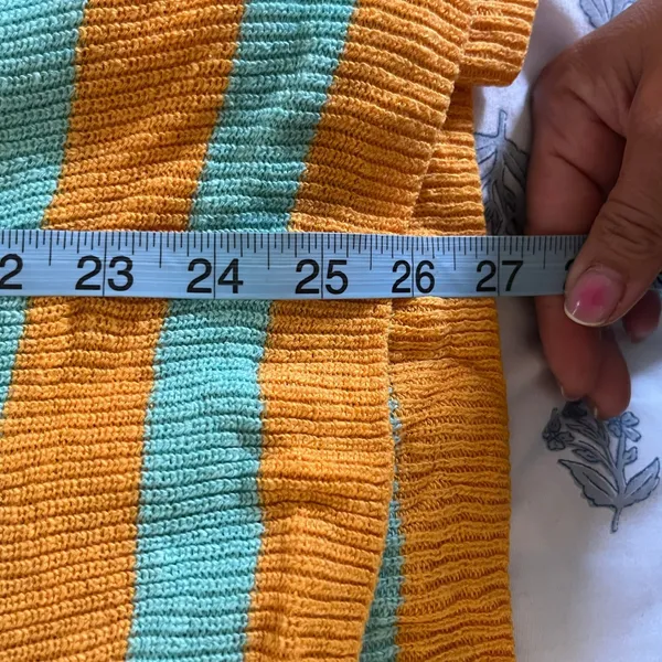 Free People Beach Malibu Surf Sweater Icelandic Poppy Orange Teal Striped Small - Image 9