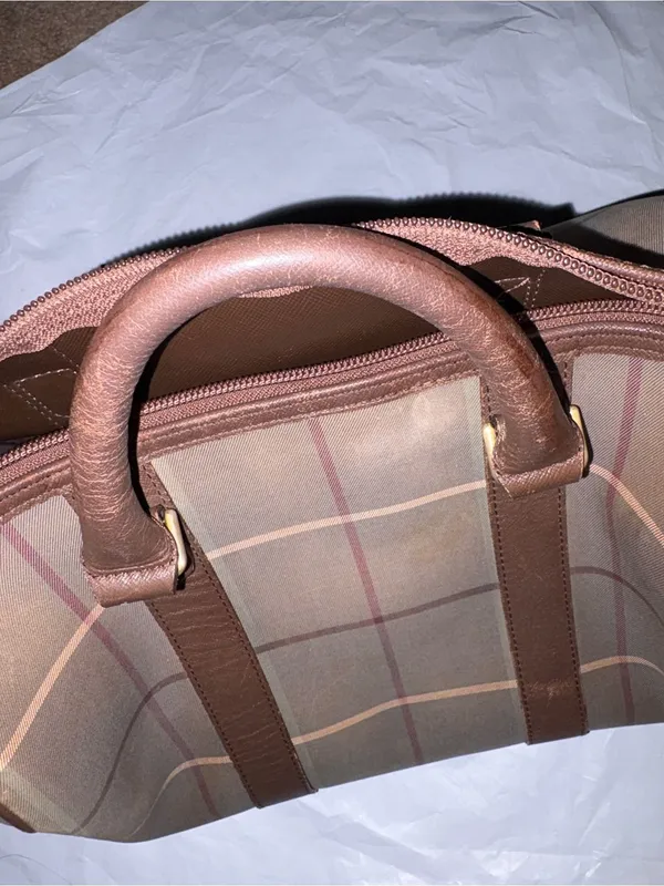 Burberry Beige and Brown Check Canvas‎ Tote with Leather Trim - Image 10