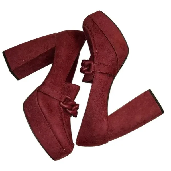 Open Edit in Red Cranberry Slip on Platform Pump Shoes(Size 9.5M) - Image 2