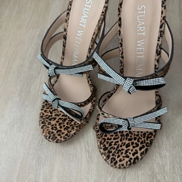 Stuart Weitzman Made In Spain Leather Bow 100 Slide Heeled Sandals Size 7.5 - Image 12