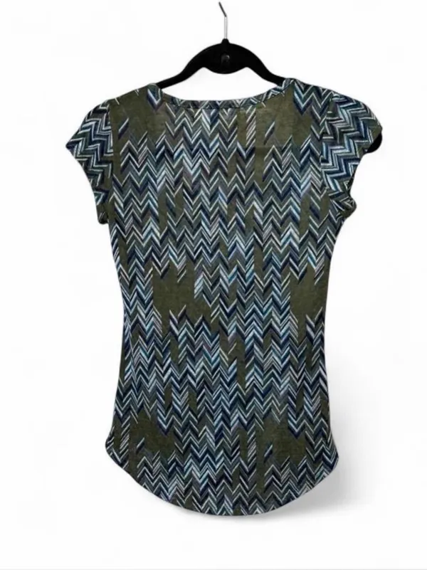 w. f. Green and blue chevron pattern blouse in a S - Image 2