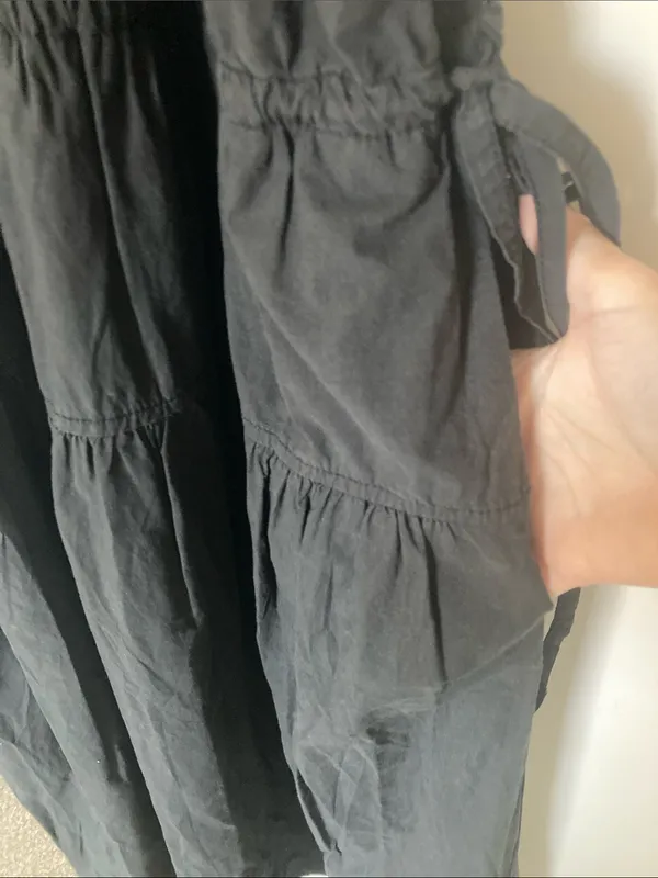 Madewell $148 Poplin Halter Tiered Midi Dress Black Size 6 NL129 - Image 4