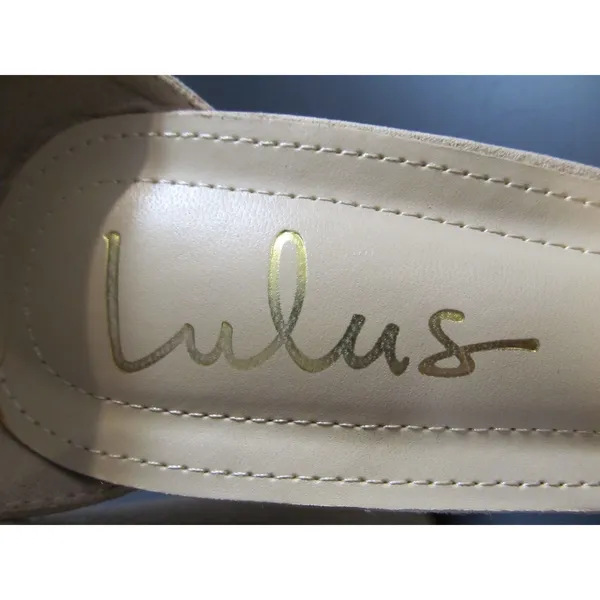 Lulus Taylor Vegan Suede Ankle Strap Heels Natural Women’s Size 9 Block Heel - Image 5