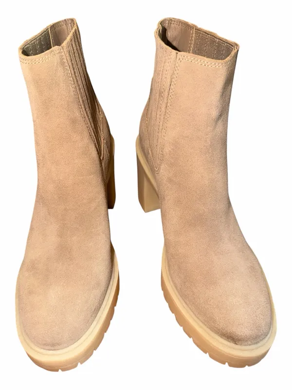 Dolce Vita Beige Suede Block-Heel Chelsea Ankle Boots - Image 2