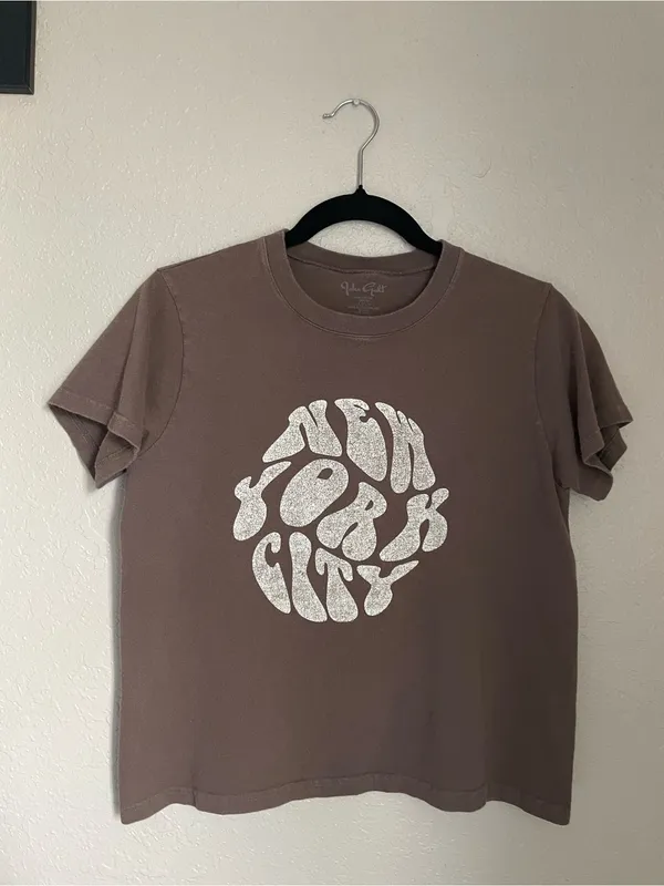 Brandy Melville John Galt New York Graphic T Shirt Tee One Size Brown - Image 4