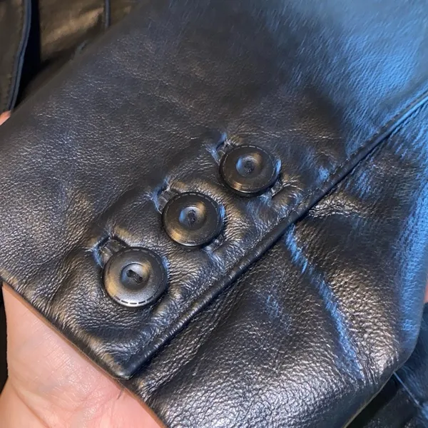 East 5th Black‎ Genuine Leather Button Front Coat Medium - Image 2