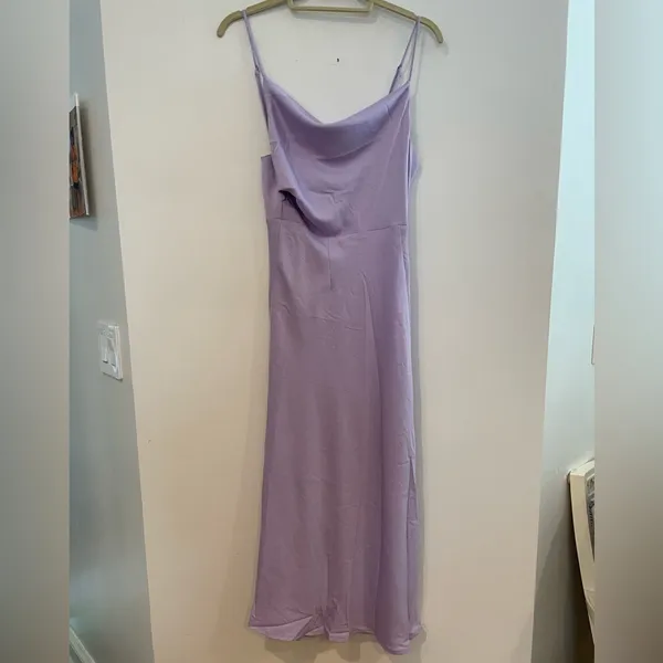 Petal & Pup Princeton Lilac Purple Princeton Satin Midi Dress 6 Feminine Drape - Image 3