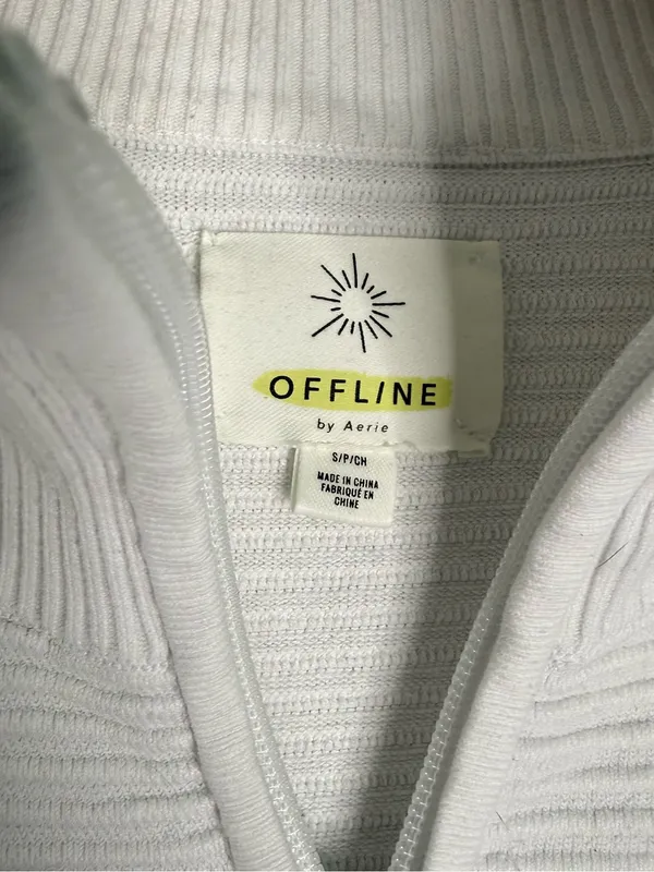 OFFLINE by Aerie Ribbed Quarter Zip Pullover White Size Small - Image 2