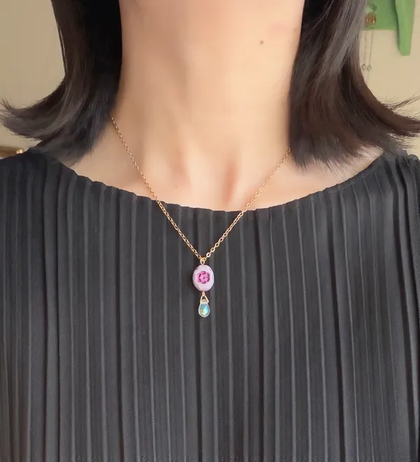 Handmade quality floral Czech glass bead fairy chic cottage necklace💐💜 - Image 7