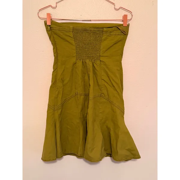 BDG Dress Women Small Olive Green Strapless Linen Blend Mini Fit & Flare‎ Tube - Image 4