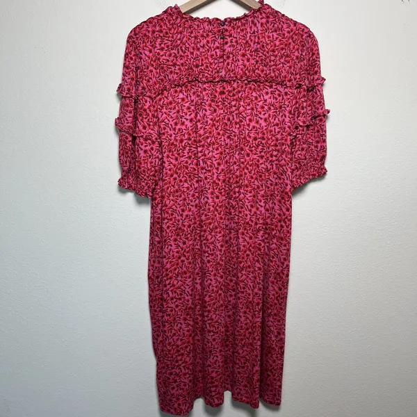 Boden Women‎ Yoke Mini Dress 14R Pink Peasant Cottagecore Prairie Floral Party - Image 13