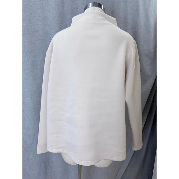 ADAY Like A Boss Pullover Sand Cream Scuba Mock Neck Sweatshirt Large - Image 4