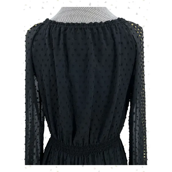 Altuzarra + Target Black Maxi Dress Gold Sequins Long Sleeves Cocktail Size 6 - Image 5