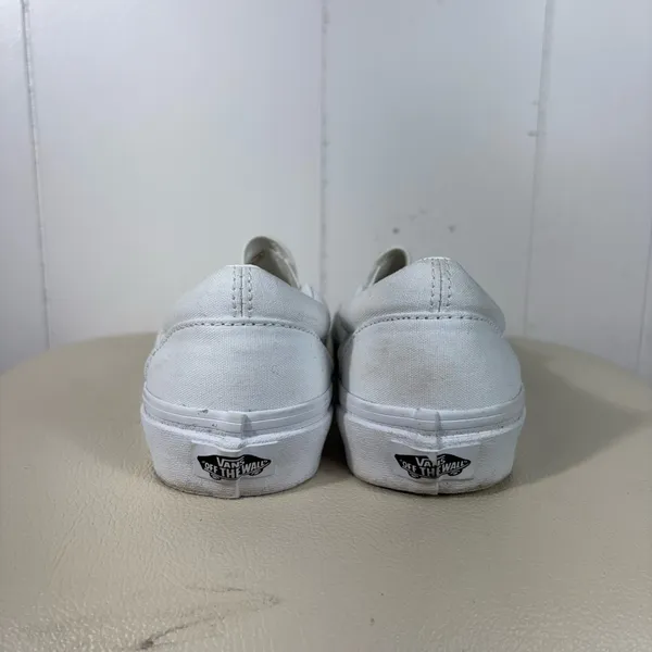 Vans Solid White Classic Slip On Low Top Casual Sneakers Canvas M5.5/W7 Retro - Image 5
