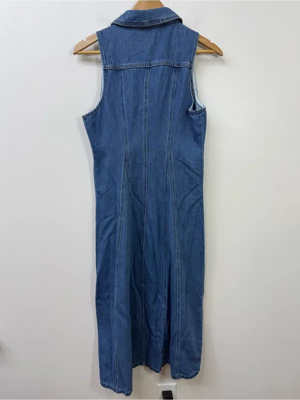 Velvet Heart Blue Sleeveless Button-Front Denim Midi Dress size S - Image 5