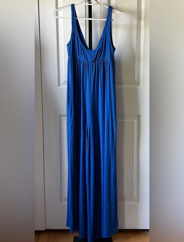 NEW Free people beach Sleeveless Deep V Wide-Leg Jumpsuit in Royal Blue $120 - Image 10